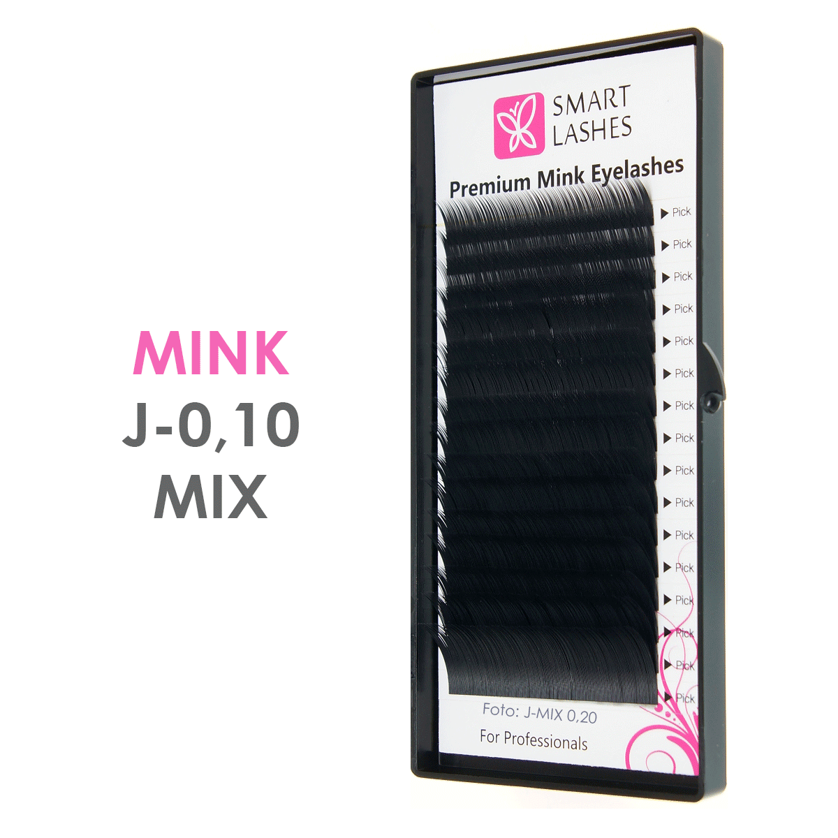 Mink - J - 0,10 mm x 8-15 mm MIX - umelé riasy - 16 riadkov | Smart Lashes