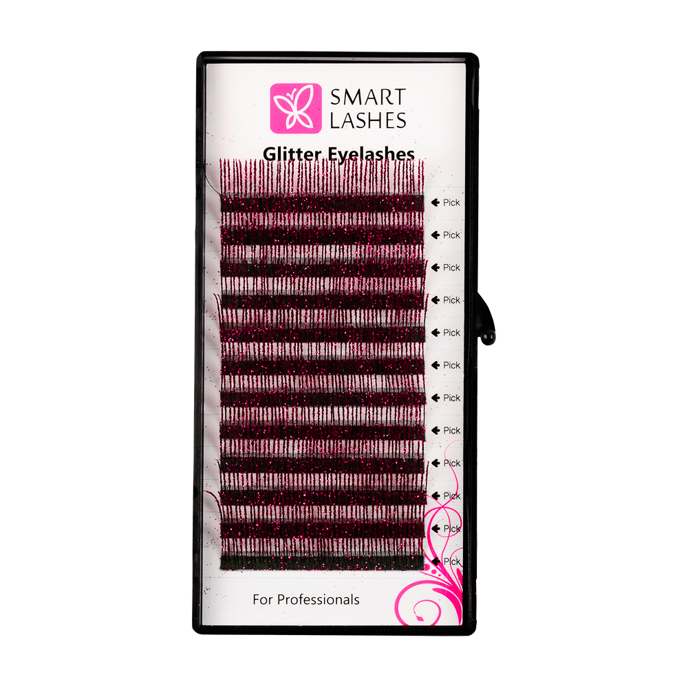 Flitrové mihalnice - červené - C - 0.20 mm x 14 mm | Smart Lashes