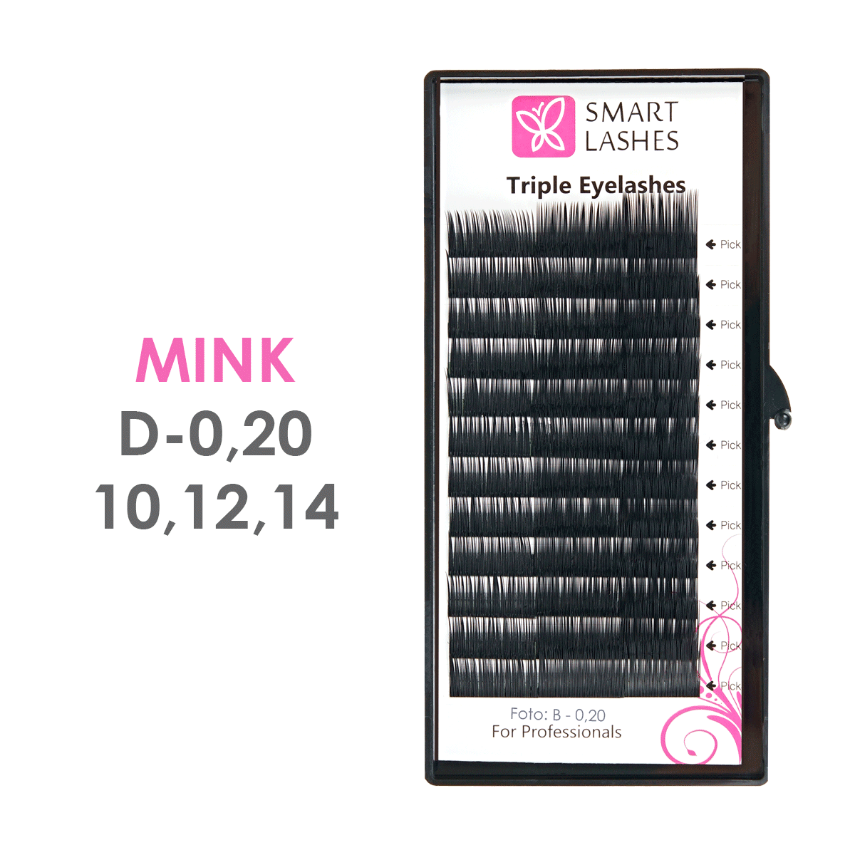  Mink - D - 0,20 mm x 10,12,14 mm MIX - umelé riasy - 16 riadkov