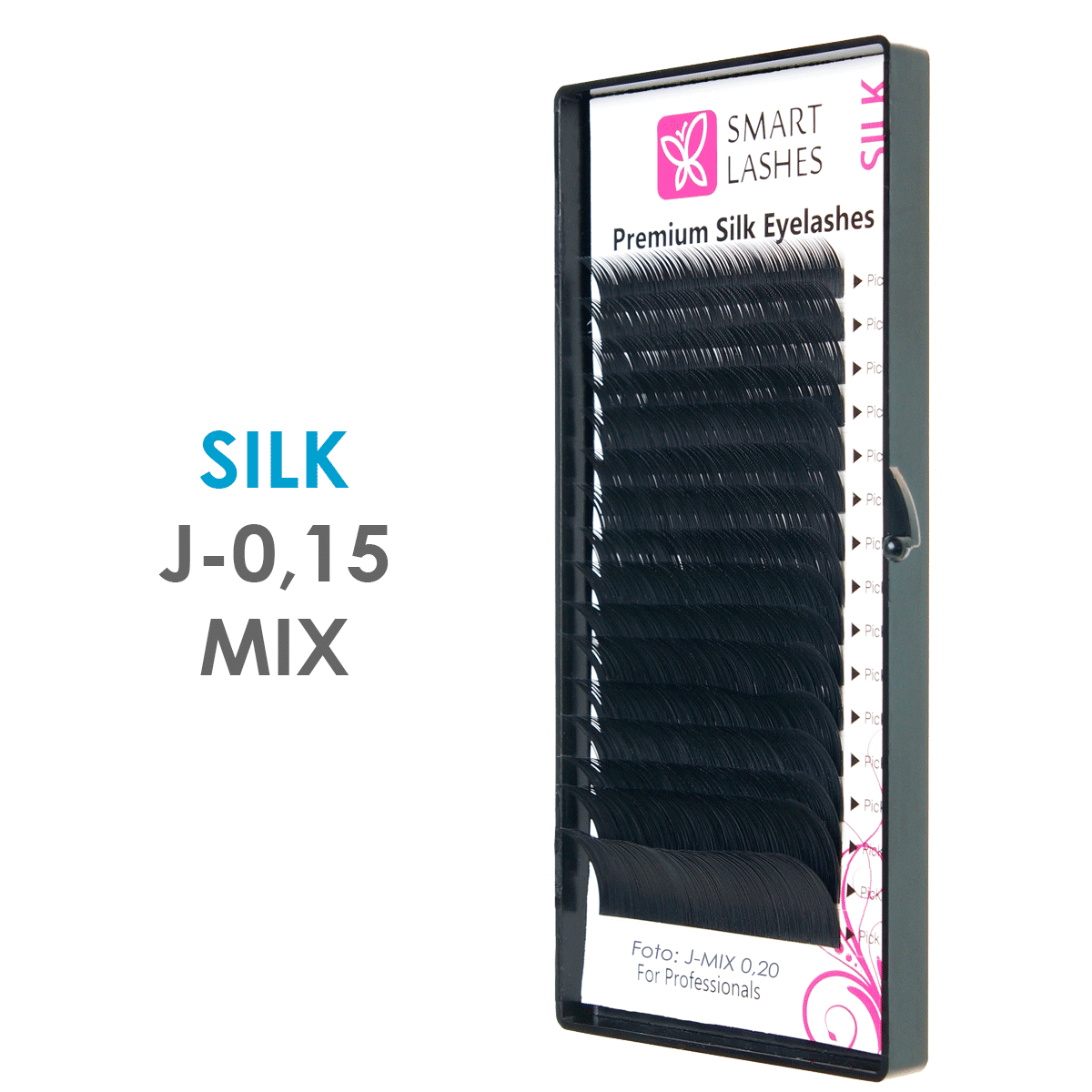 Silk - J - 0,15 mm x 8-15 mm MIX - umelé mihalnice - 16 riadkov | Smart Lashes