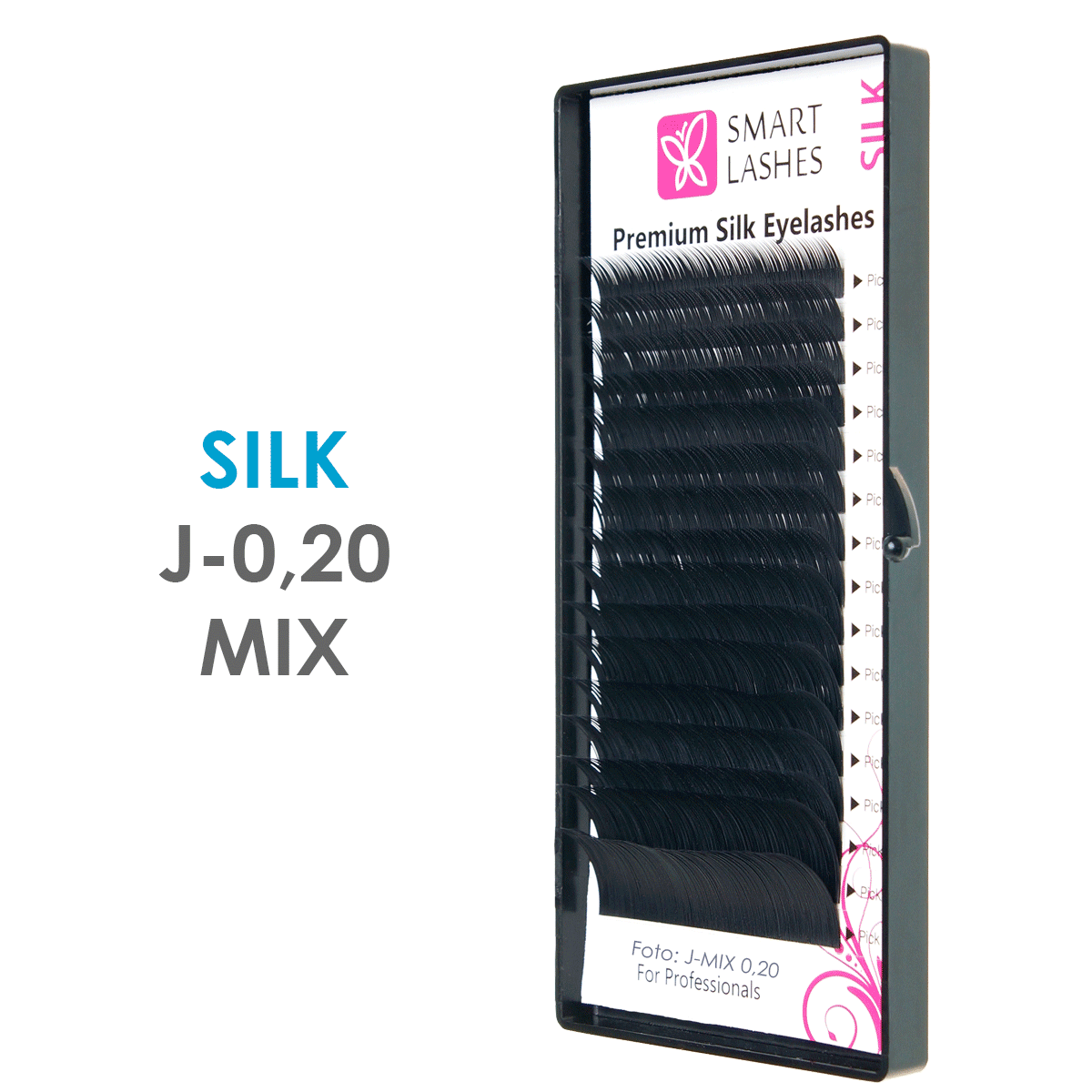Silk - J - 0,20 mm x 8-15 mm MIX - umelé mihalnice - 16 riadkov
